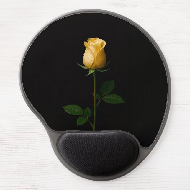 Black 4 Luxe Gel Mousepad, Sunlit Yellow Rose Gel Mouse Pad (Front)