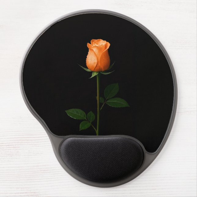 Black 4 Luxe Gel Mousepad, Sunset Orange Rose Gel Mouse Pad (Front)