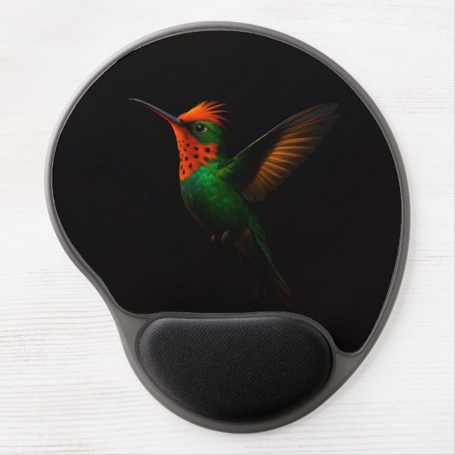 Black 4 Luxe Gel Mousepad, Tufted Coquette Bird Mouse Pad (Front)