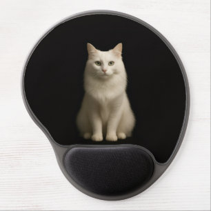 Black 4 Luxe Gel Mousepad, Turkish Angora Cat Mouse Pad