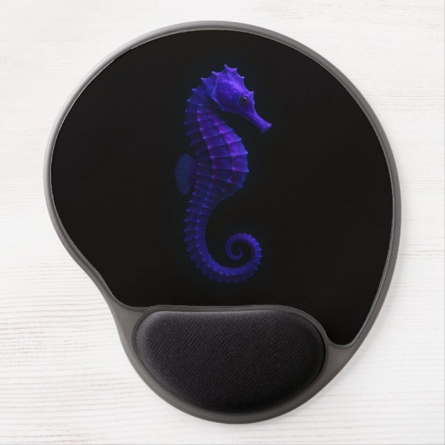 Black 4 Luxe Gel Mousepad, Violet Blue Seahorse Gel Mouse Pad (Front)