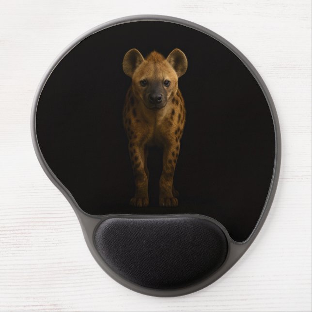Black 4 Luxe Gel Mousepad, Wild Spotted Hyena Gel Mouse Pad (Front)