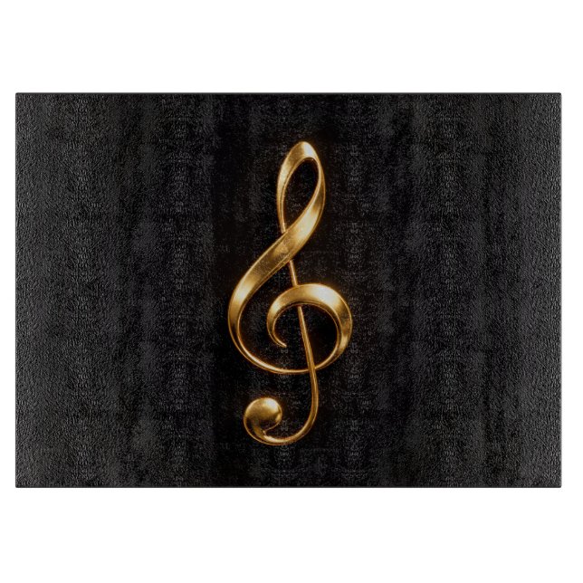 Black 4 Luxe Glass board Golden Treble Clef (Front)