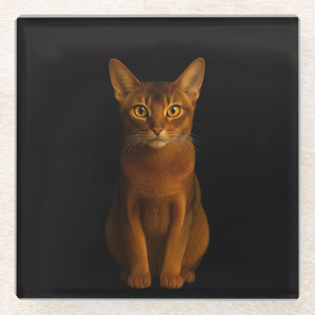 Black 4 Luxe Glass coaster, Abyssinian Beauty Glass Coaster (Front)