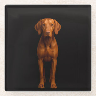 Black 4 Luxe Glass coaster, Agile Vizsla Dog Coaster