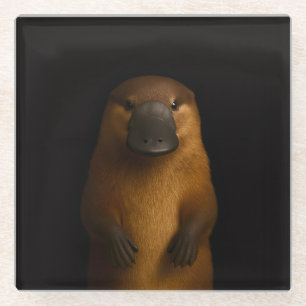Black 4 Luxe Glass coaster, Elegant Platypus Coaster