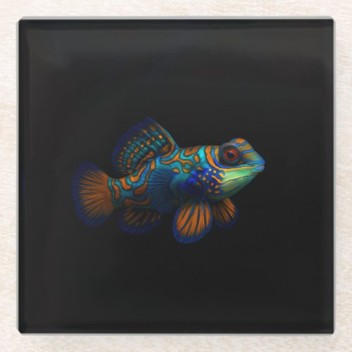 Black 4 Luxe Glass coaster, Mandarin Dragonet Fish Coaster