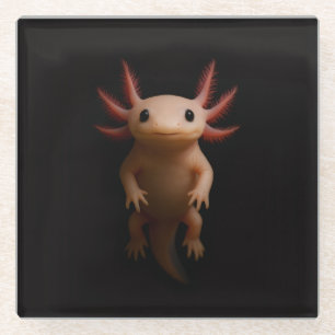 Black 4 Luxe Glass coaster, Mexican Axolotl Coaster