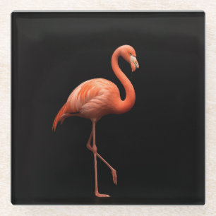 Black 4 Luxe Glass coaster, Pink Flamingo Coaster