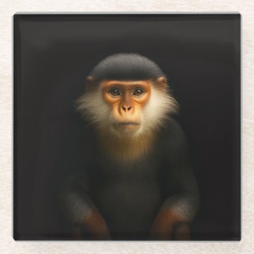 Black 4 Luxe Glass coaster, Red Douc Langur Coaster