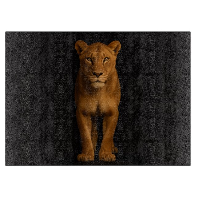 Black 4 Luxe Glass cutting board Noble Lioness (Front)