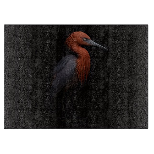 Black 4 Luxe Glass cutting board Reddish Egret (Front)