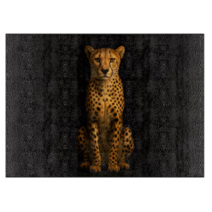Black 4 Luxe Glass cutting board Sleek Cheetah