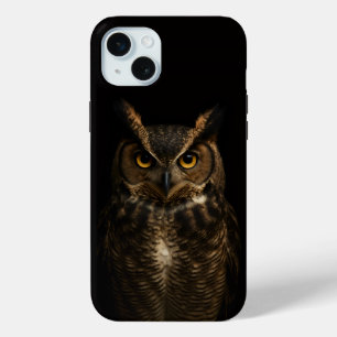 Black 4 Luxe, Golden Amber Eye Owl iPhone 15 Plus Case
