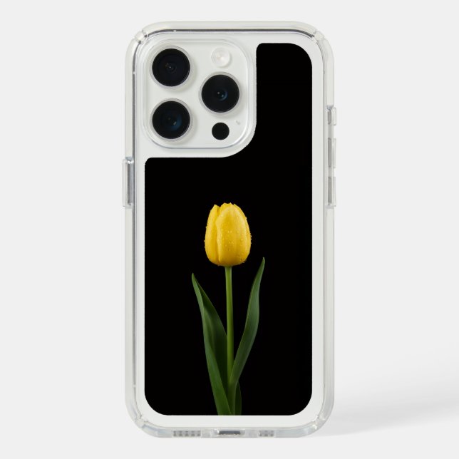 Black 4 Luxe, Golden Yellow Tulip iPhone 15 Pro Speck iPhone Case (Front (White Titanium))