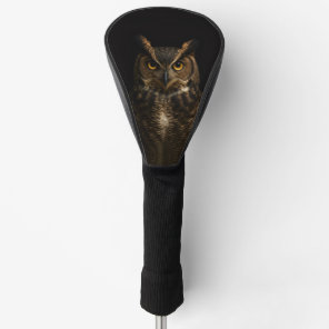 Black 4 Luxe Golf Driver Cover, Golden Eye Owl Head Cover