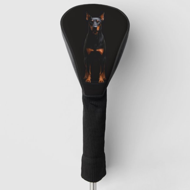 Black 4 Luxe Golf Driver Cover, Guardian Doberman Head Cover (Front)