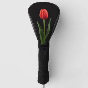 Black 4 Luxe Golf Driver Cover, Ruby Red Tulip Golf Head Cover