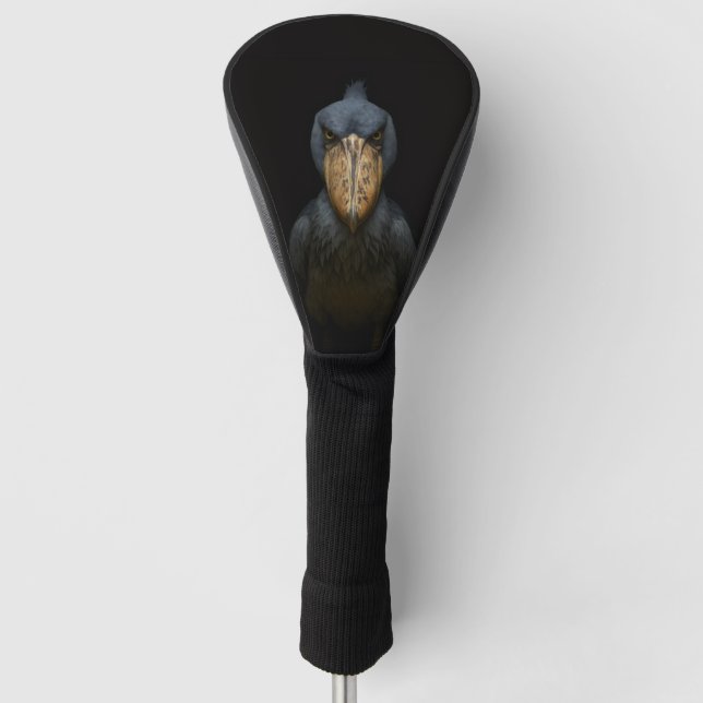 Black 4 Luxe Golf Driver Cover, Shoebill Bird Golf Head Cover (Front)