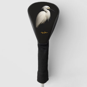 Black 4 Luxe Golf Driver Cover, Snowy Egret Golf Head Cover
