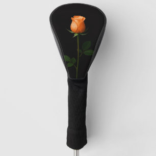 Black 4 Luxe Golf Driver Cover, Sunset Orange Rose Head Cover