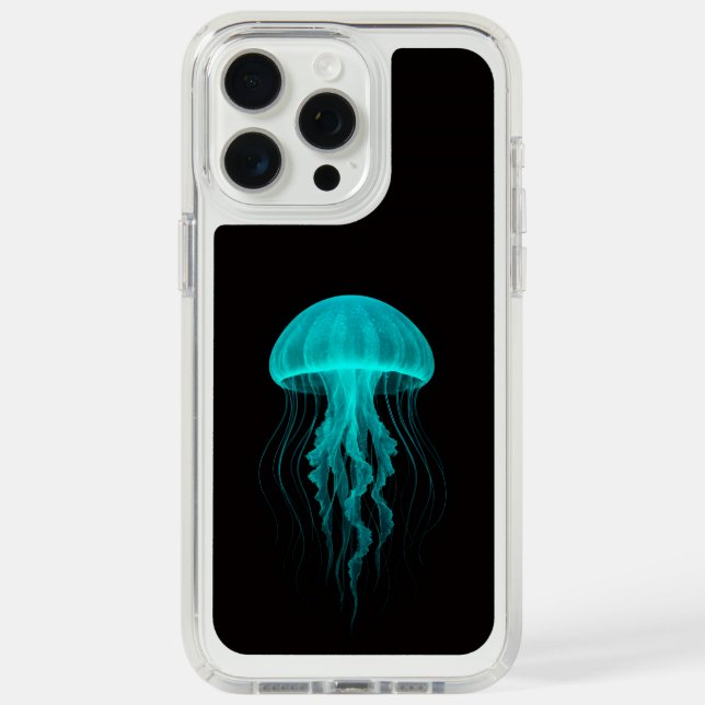 Black 4 Luxe, Green Neon Jellyfish Speck iPhone Case (Front (White Titanium))