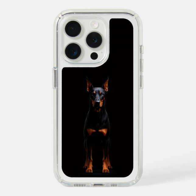 Black 4 Luxe, Guardian Doberman iPhone 15 Speck iPhone Case (Front (White Titanium))