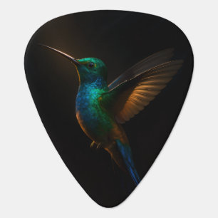 Black 4 Luxe Guitar pick with Flying Hummingbird