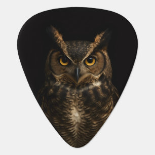 Black 4 Luxe Guitar pick with Golden Eye Owl