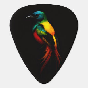 Black 4 Luxe Guitar pick with Rainow Tropical Bird