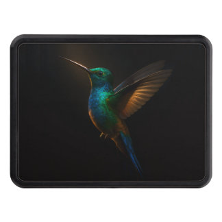 Black 4 Luxe Hitch cover with Hummingbird Flying