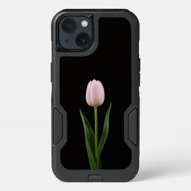 Black 4 Luxe  iPhone 13 Case, Blush Pink Tulip (Back)
