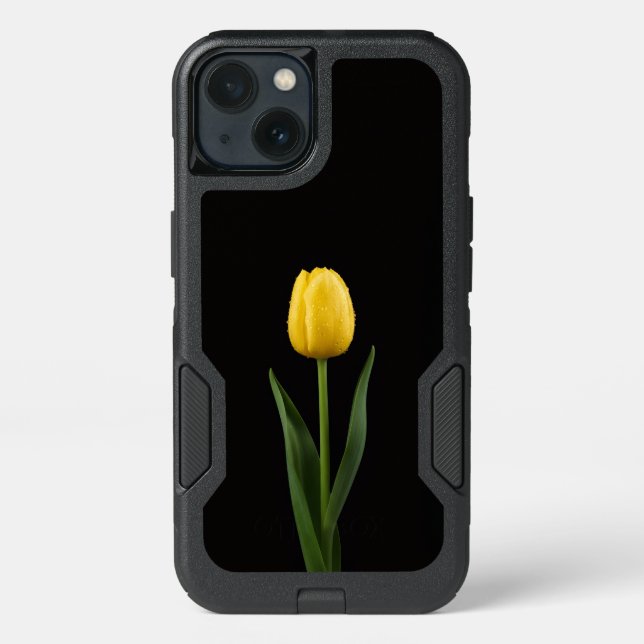 Black 4 Luxe  iPhone 13 Case, Golden Yellow Tulip (Back)