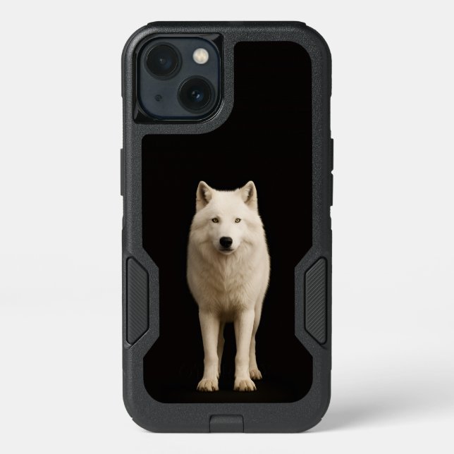 Black 4 Luxe  iPhone 13 Case, Ivory Arctic Wolf (Back)