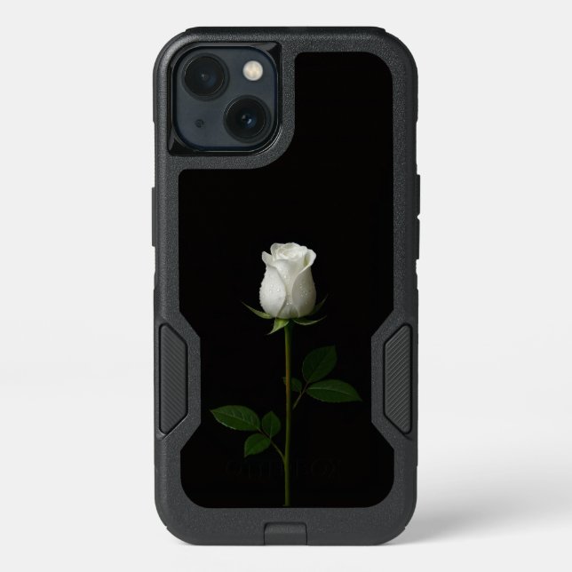 Black 4 Luxe  iPhone 13 Case, Pure White Rose (Back)
