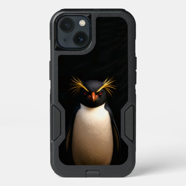 Black 4 Luxe iPhone 13 case, Rockhopper Penguin (Back)