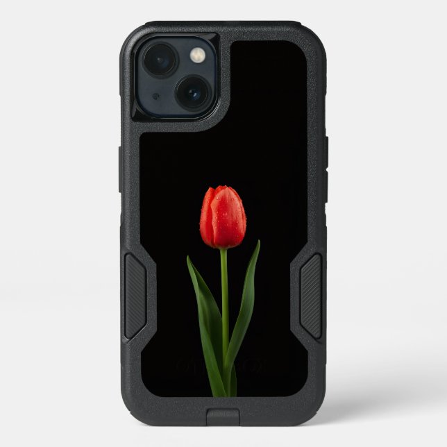 Black 4 Luxe  iPhone 13 Case, Ruby Red Tulip Case (Back)