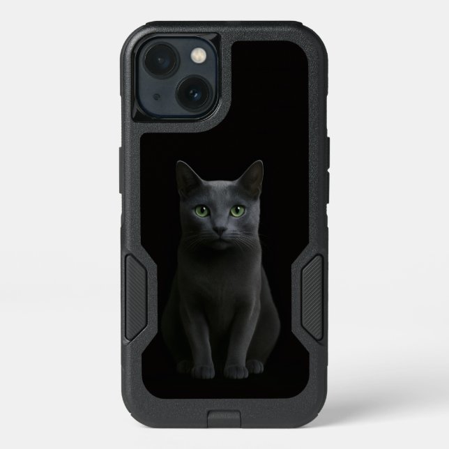 Black 4 Luxe  iPhone 13 Case, Russian Blue Cat (Back)