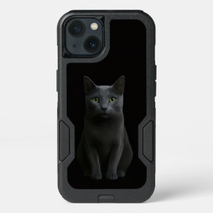 Black 4 Luxe iPhone 13 Case, Russian Blue Cat Case