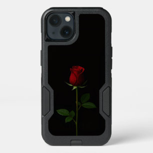 Black 4 Luxe iPhone 13 Case, Velvet Red Rose Case