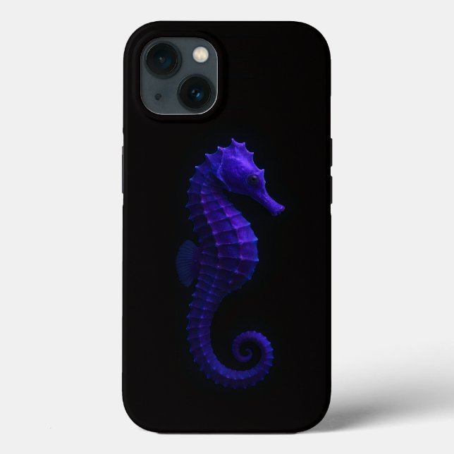 Black 4 Luxe iPhone 13 case Violet Blue Seahorse (Back)