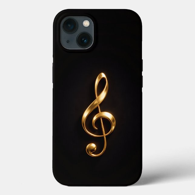 Black 4 Luxe iPhone 13, Golden Treble Clef Case-Mate iPhone Case (Back)