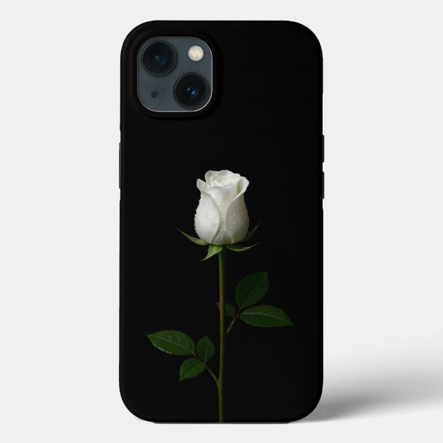 Black 4 Luxe iPhone 13, Pure White Rose Case-Mate iPhone Case (Back)