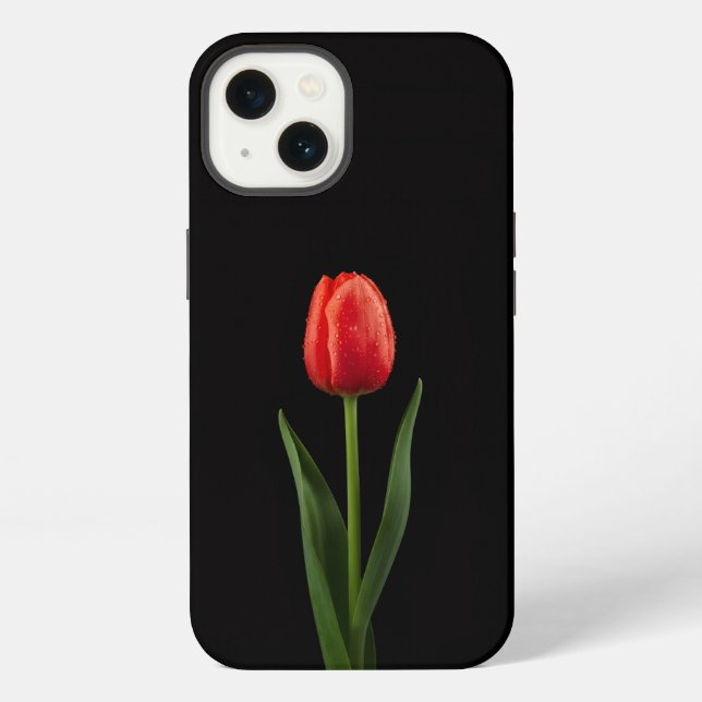 Black 4 Luxe iPhone 13, Ruby Red Tulip Case (Back)