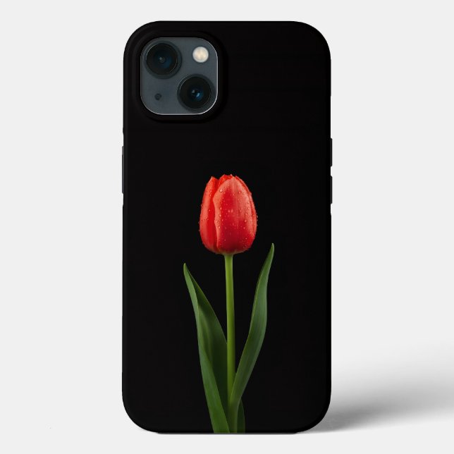 Black 4 Luxe iPhone 13, Ruby Red Tulip Case-Mate iPhone Case (Back)