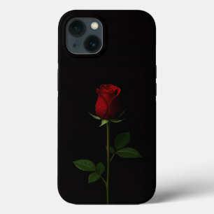 Black 4 Luxe iPhone 13, Velvet Red Rose 13 Case