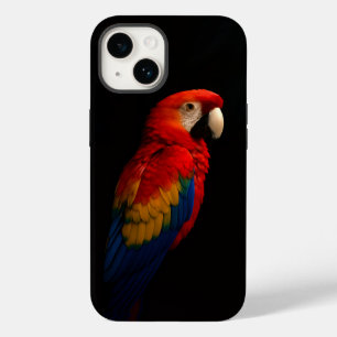 Black 4 Luxe iPhone 14 Case-Mate, Scarlet Parrot Case-Mate iPhone 14 Case
