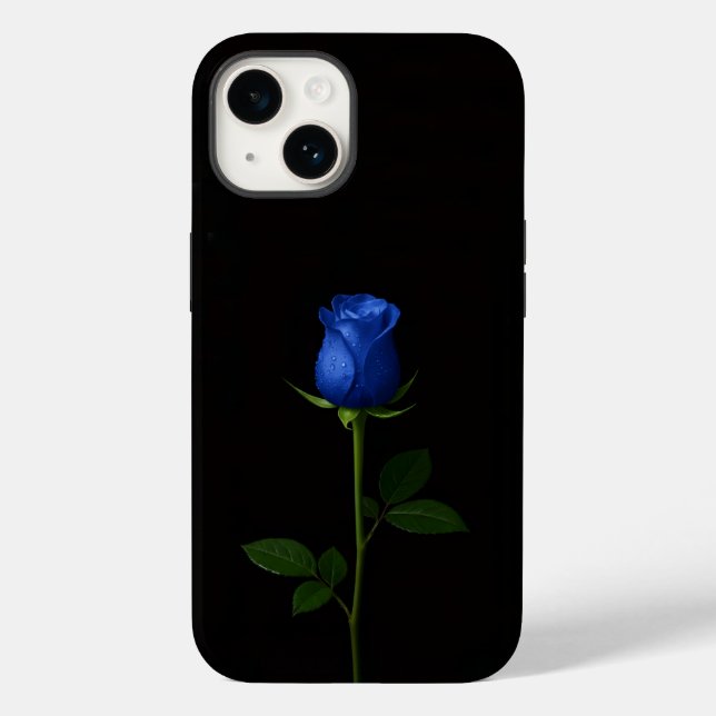 Black 4 Luxe iPhone 14 Mate, Midnight Blue Rose Case-Mate iPhone Case (Back)
