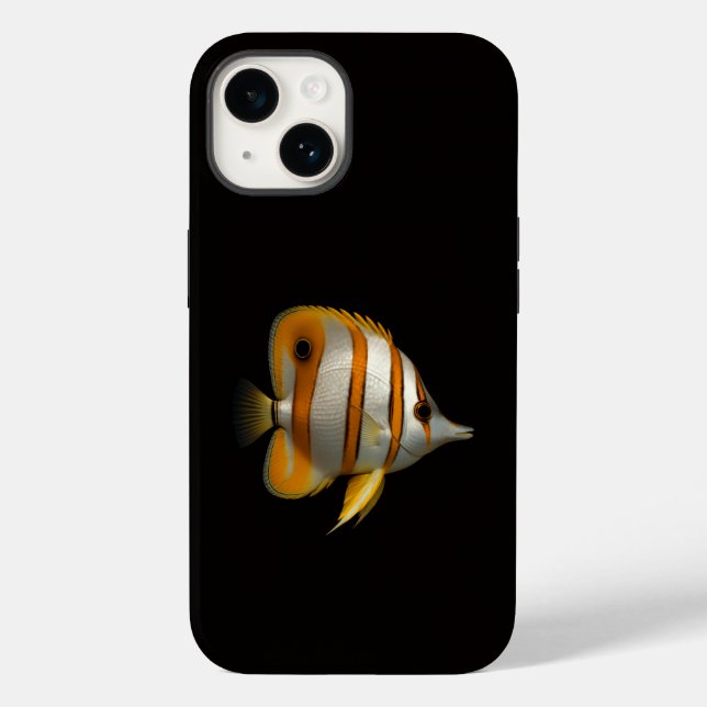 Black 4 Luxe iPhone 14 Mate, Reef Butterflyfish Case-Mate iPhone Case (Back)