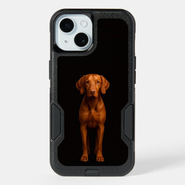Black 4 Luxe iPhone 15 Case, Agile Vizsla Dog (Back)